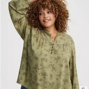 Olive Floral Women's Blouse